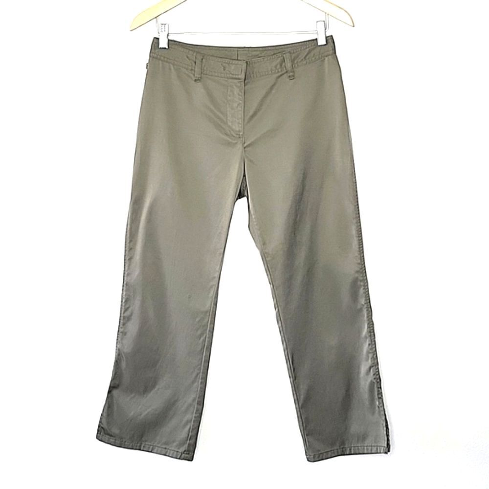 EXPRESS JEANS Stretch Olive Green Cropped Ankle Pants size 5/6 Slick